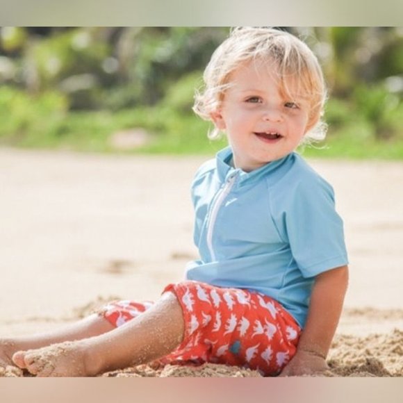 Boy’s Short Sleeve Rash Guard Set – “Dino-Mite” - Picture 2 of 2